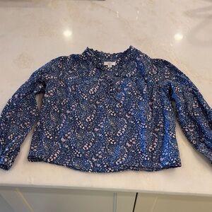 J. Crew Blue and Pink Paisley Blouse